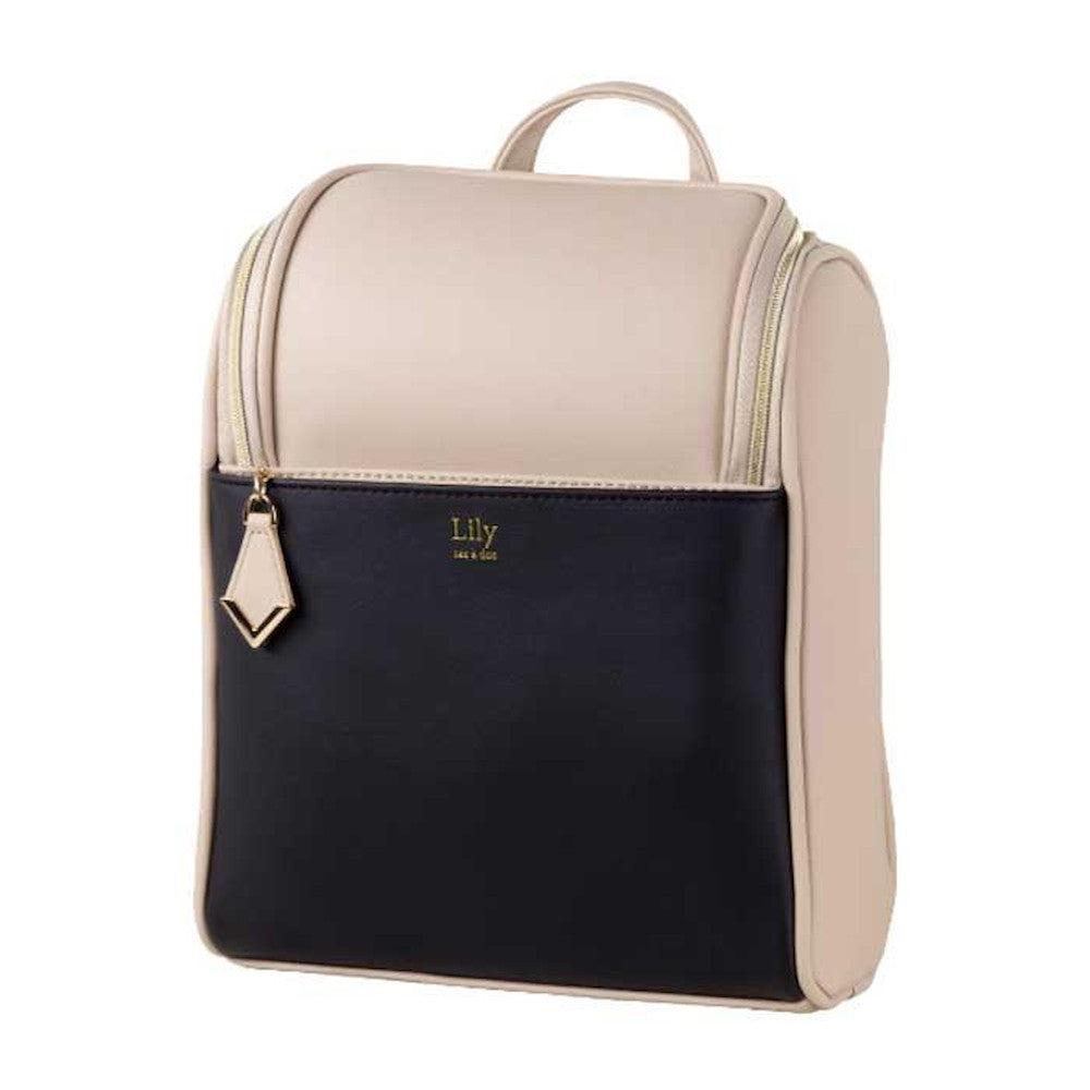 Mini Backpack Bag-Lily-M03 - Beige x Black