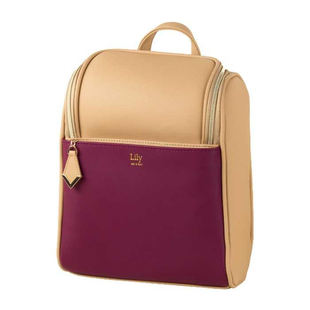 Mini Backpack Bag-Lily-M06 - Camel x Red