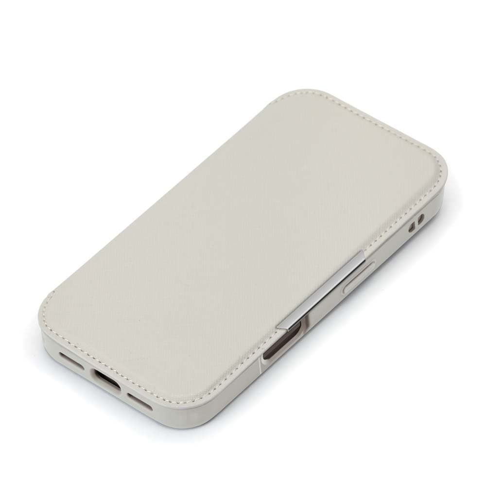 PGA Glass Flip Case for iPhone 16 Saffiano Gray PG-24AGF05GY 70g