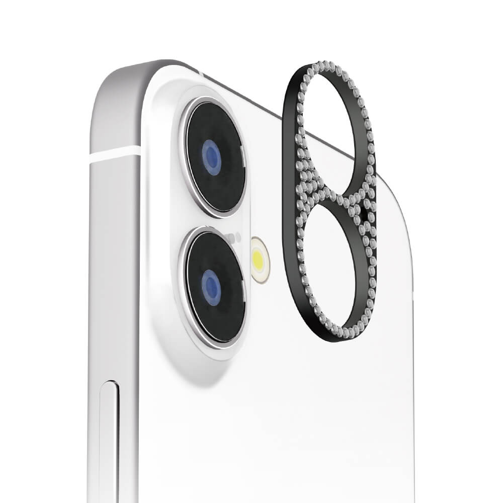 PGA iPhone 16/16 Plus Dual Camera Lens Frame Rhinestone/Black