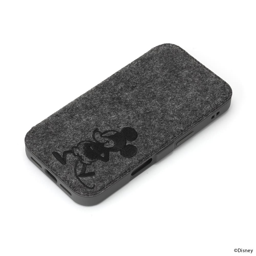 PGA Glass Flip Case for iPhone 16 (Felt) Mickey Mouse PG-D24AGF05MKY