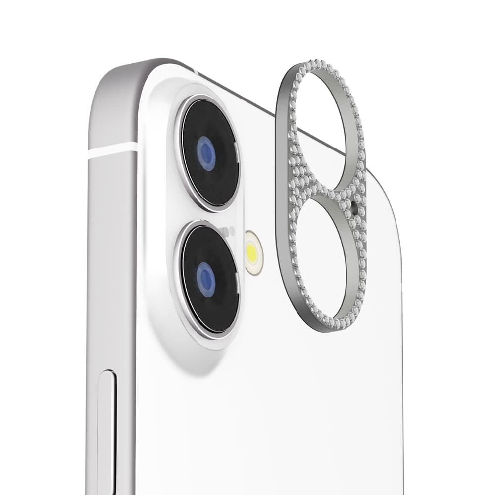 PGA Camera Lens Frame for iPhone 17/16/16 Plus - Rhinestone/Silver 6g