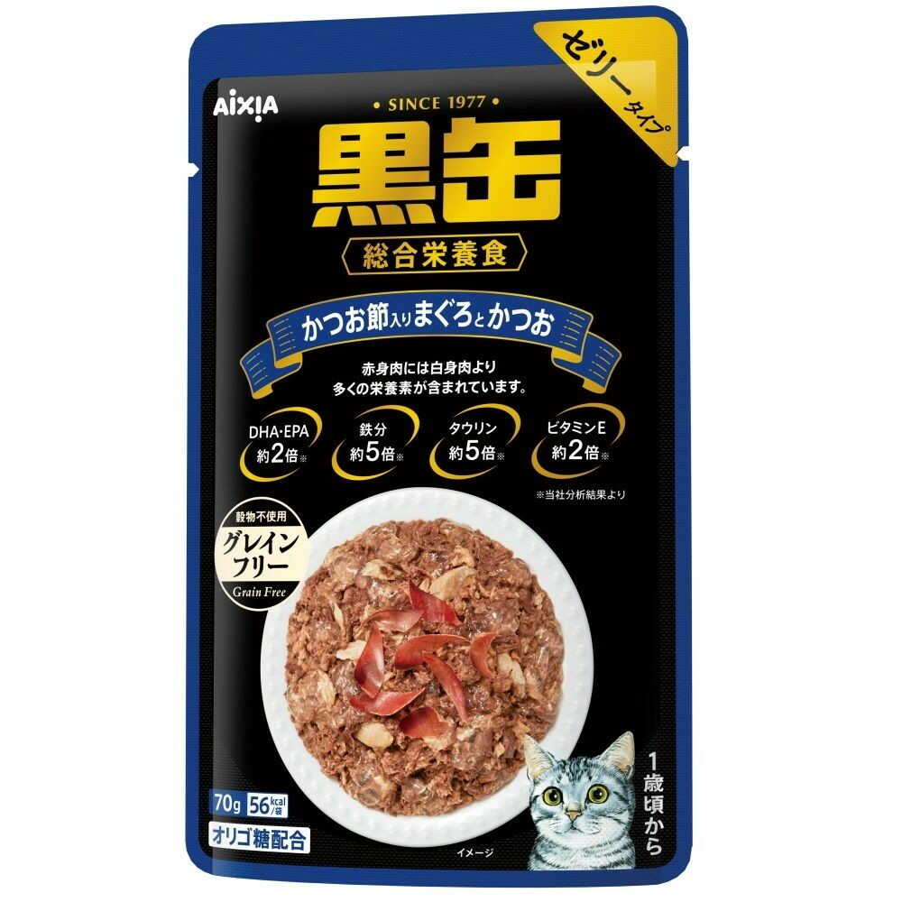 Aixia Black Can Pouch with Bonito Flakes, Tuna and Bonito 70g