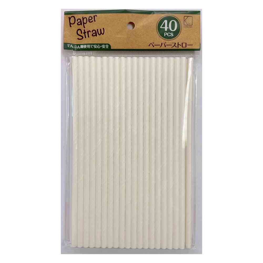 K's International Paper Straws 6×190mm White (40 pieces)