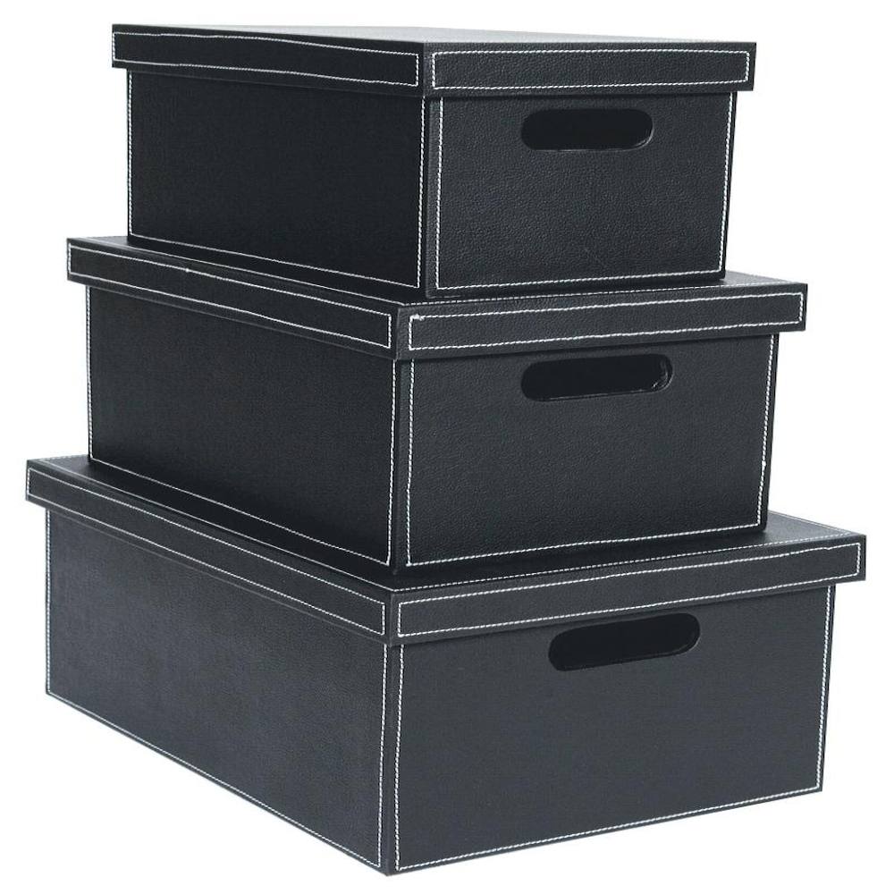 Fake Leather Box (BL) L, M, S 3-Piece Set