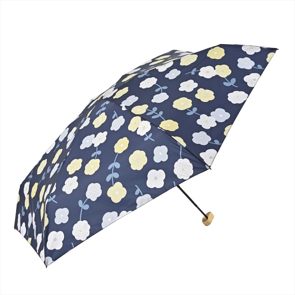 晴雨兼用 折傘 55cm エコルーペット フラワー17421NV 【直送品】 返品・キャンセル・他商品と同時購入は不可