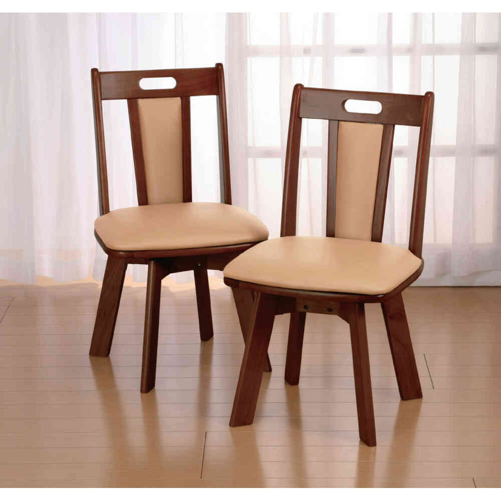 Natural Wood Rotating Dining Chair - Set of 2