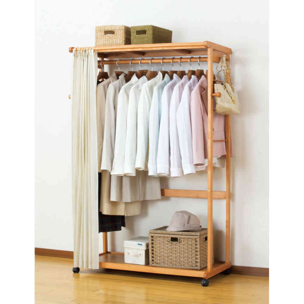 Natural Wood Curtain Single Hanger 90cm Width