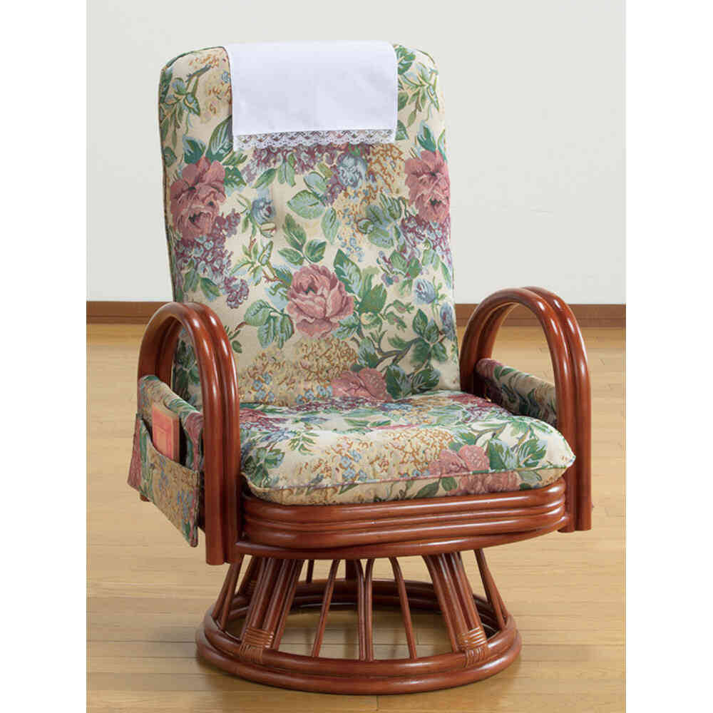 Rattan Reclining High Back Rotating Chair Middle Type