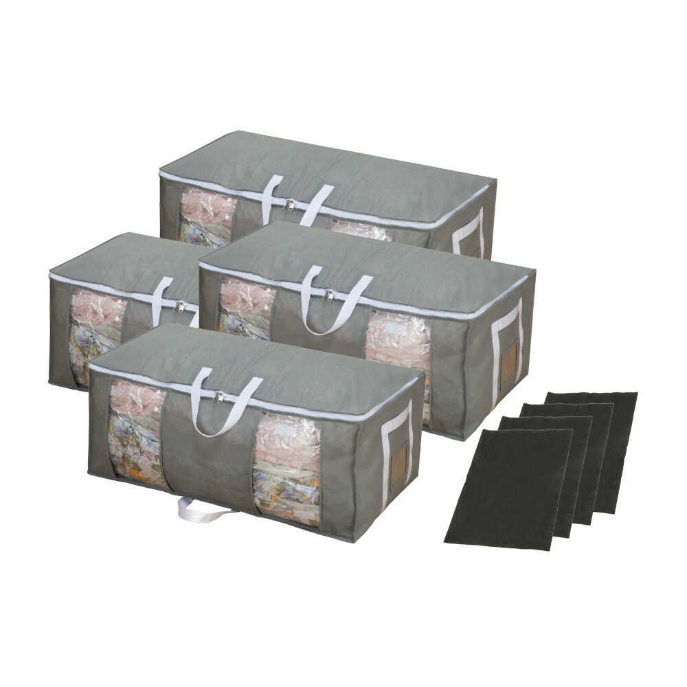 Vacuum-Free Compression Storage Box 4 Pieces + Bamboo Charcoal Sheet [04383]