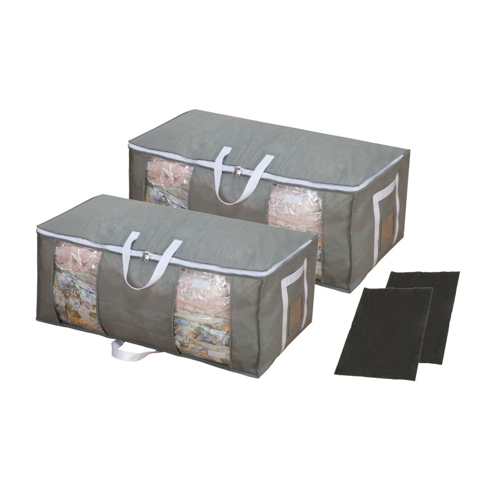 Vacuum-Free Compression Storage Box 2 Pieces + Bamboo Charcoal Sheet [04384]
