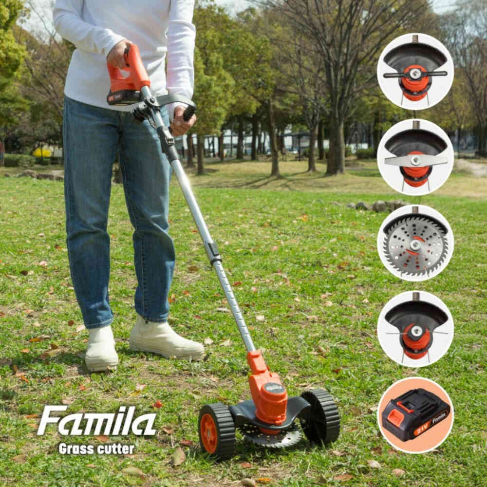 Rechargeable 4-WAY Grass Cutter 24-Piece Set + Extra Battery