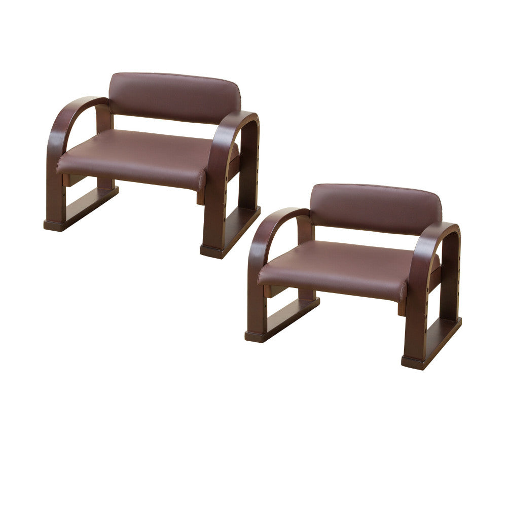 Natural Wood Easy Chair for Sitting and Standing Made in Japan Set of 2 DBR