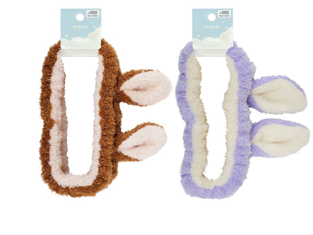 Rabbit Ear Fluffy Hair Band (Purple, Brown)