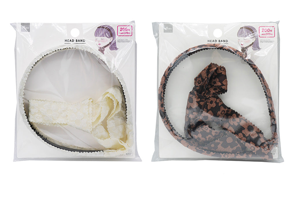 Long Ribbon Hairband (Embossed Flower)