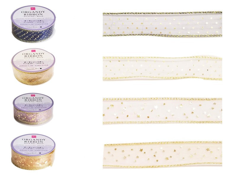 Organza Ribbon (Dot & Star, with Wire)