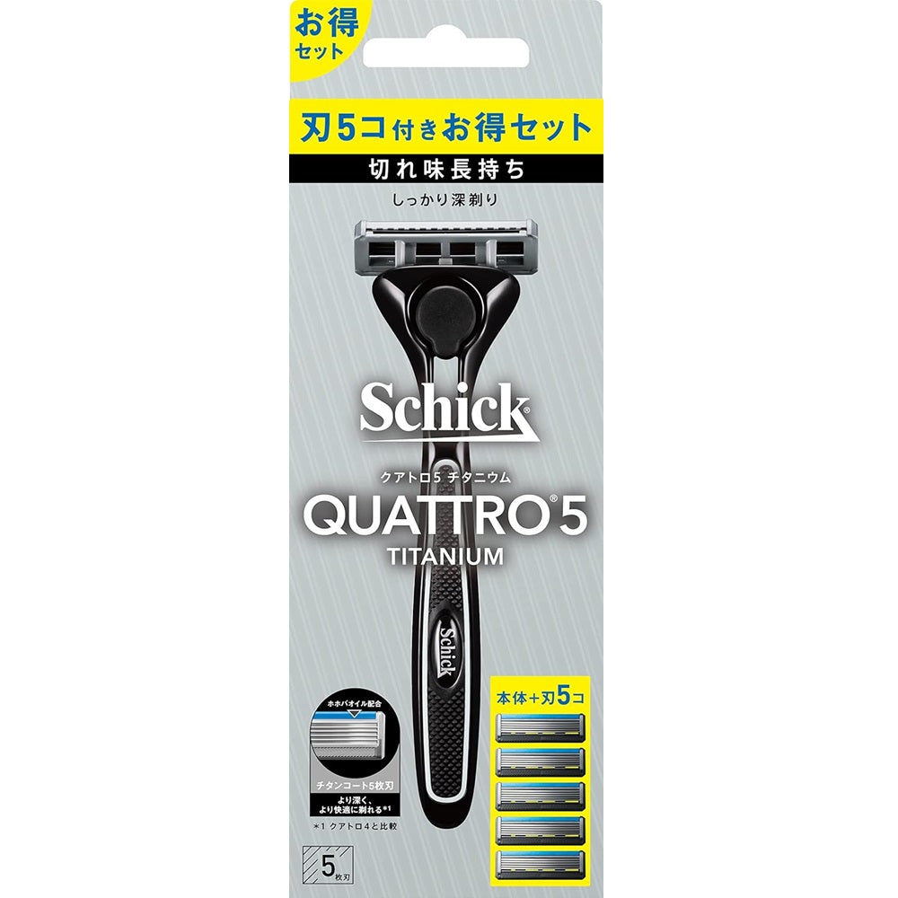 Schick Quattro 4 Titanium Combo Pack Holder with 4 Replacement Blades
