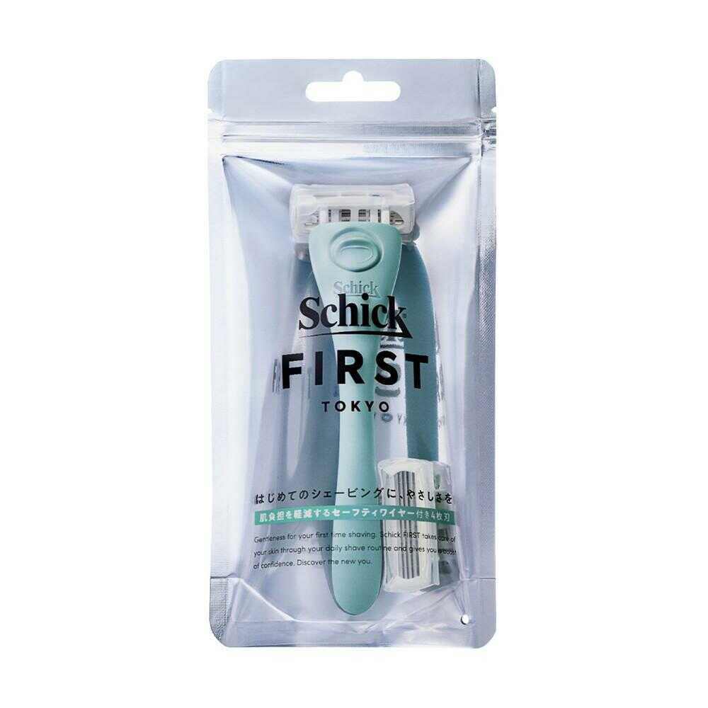 Schick First Shaving Holder with Blade + 1 Replacement Blade Mint Green
