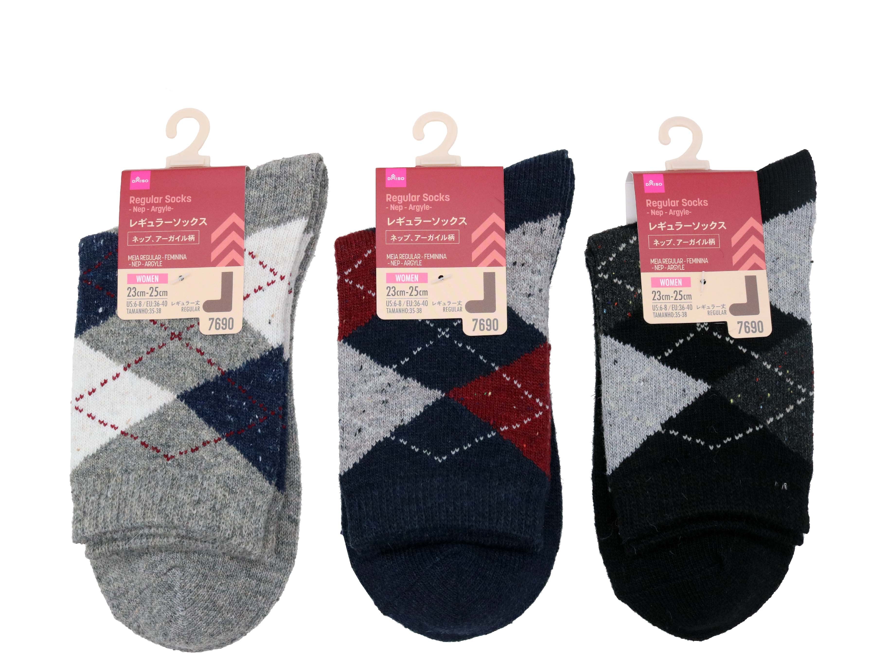 Regular Socks (Ladies, Nep, Argyle Pattern)