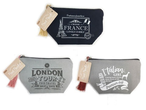 Printed Pouch with Gusset (Tassel, Travel Pattern)