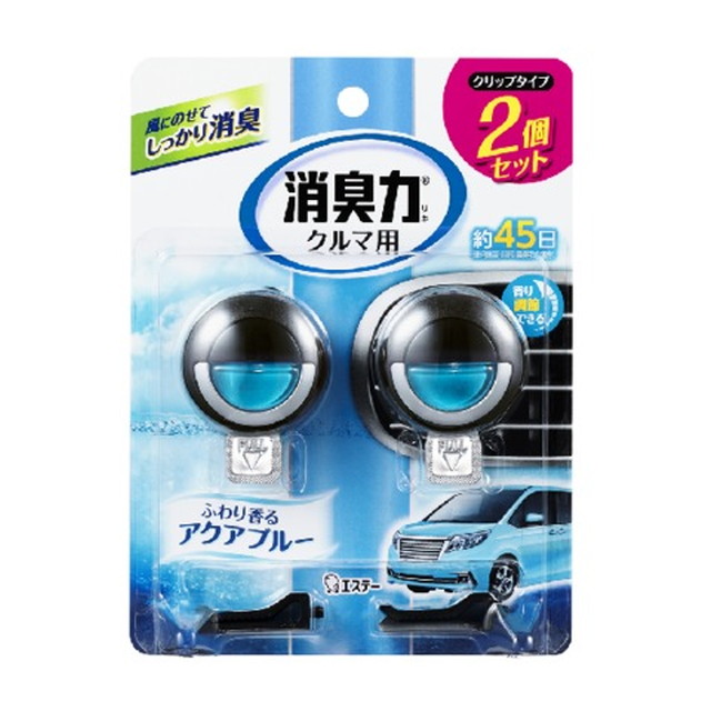 Estée Car Deodorizing Power Clip Type Aqua Blue 2-Pack