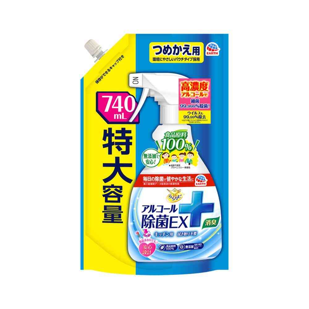 Earth Chemical Raku Happy Alcohol Disinfectant EX Refill 740ml
