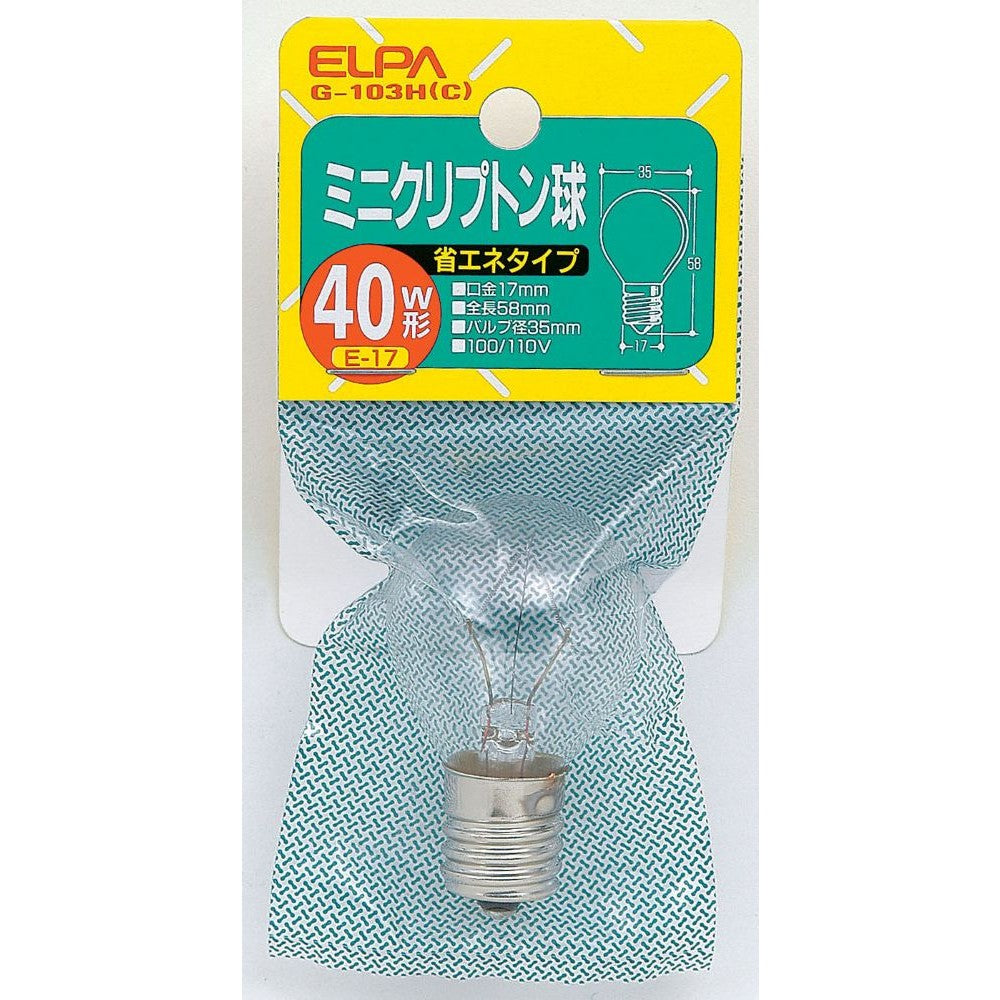 ELPA Mini Krypton Bulb S Type 40W Clear E17 G-103H (C)