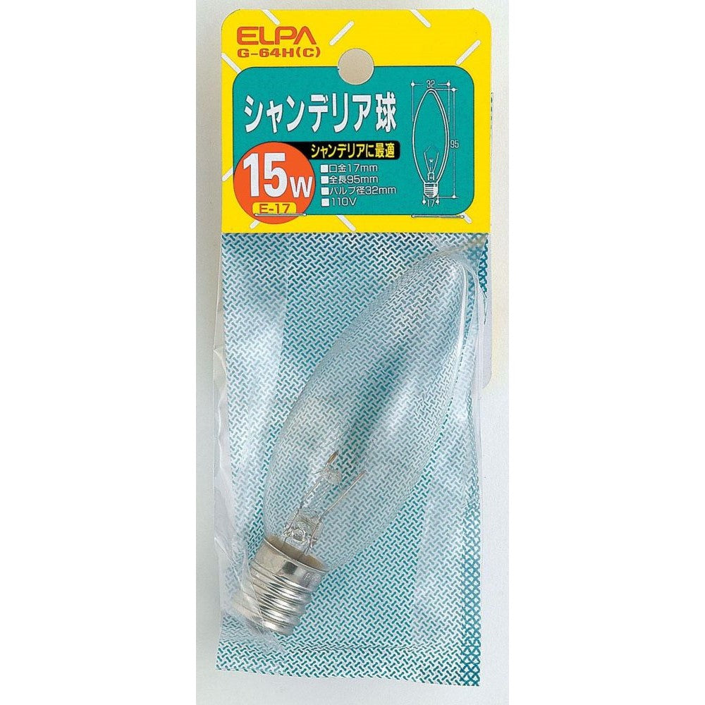 ELPA Chandelier Bulb Incandescent E17 15W G-64H (C)