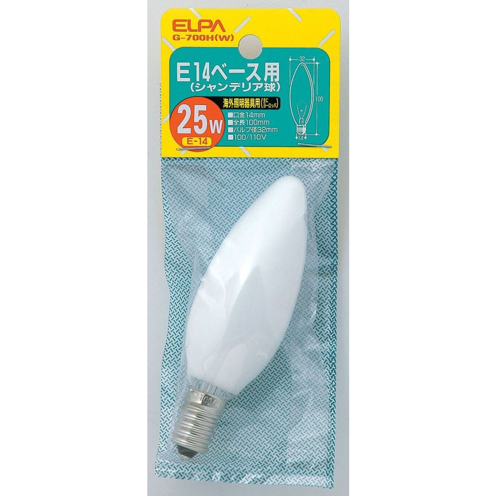 ELPA Chandelier Bulb Incandescent E14 25W G-700H (W)