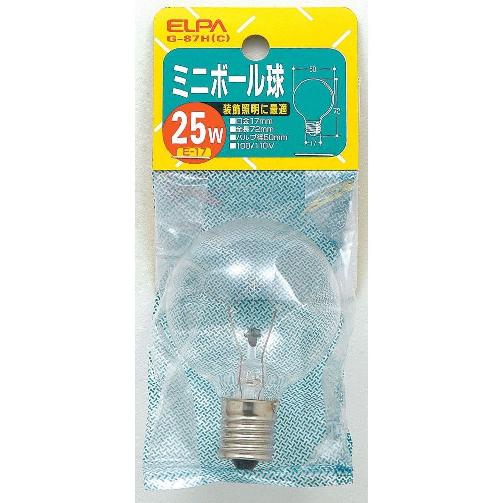 ELPA Mini Ball Bulb Incandescent E17 25W G-87H (C)