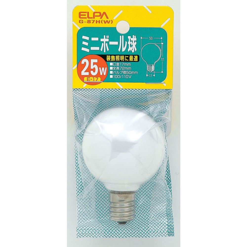 ELPA Mini Ball Bulb Incandescent E17 25W G-87H (W)