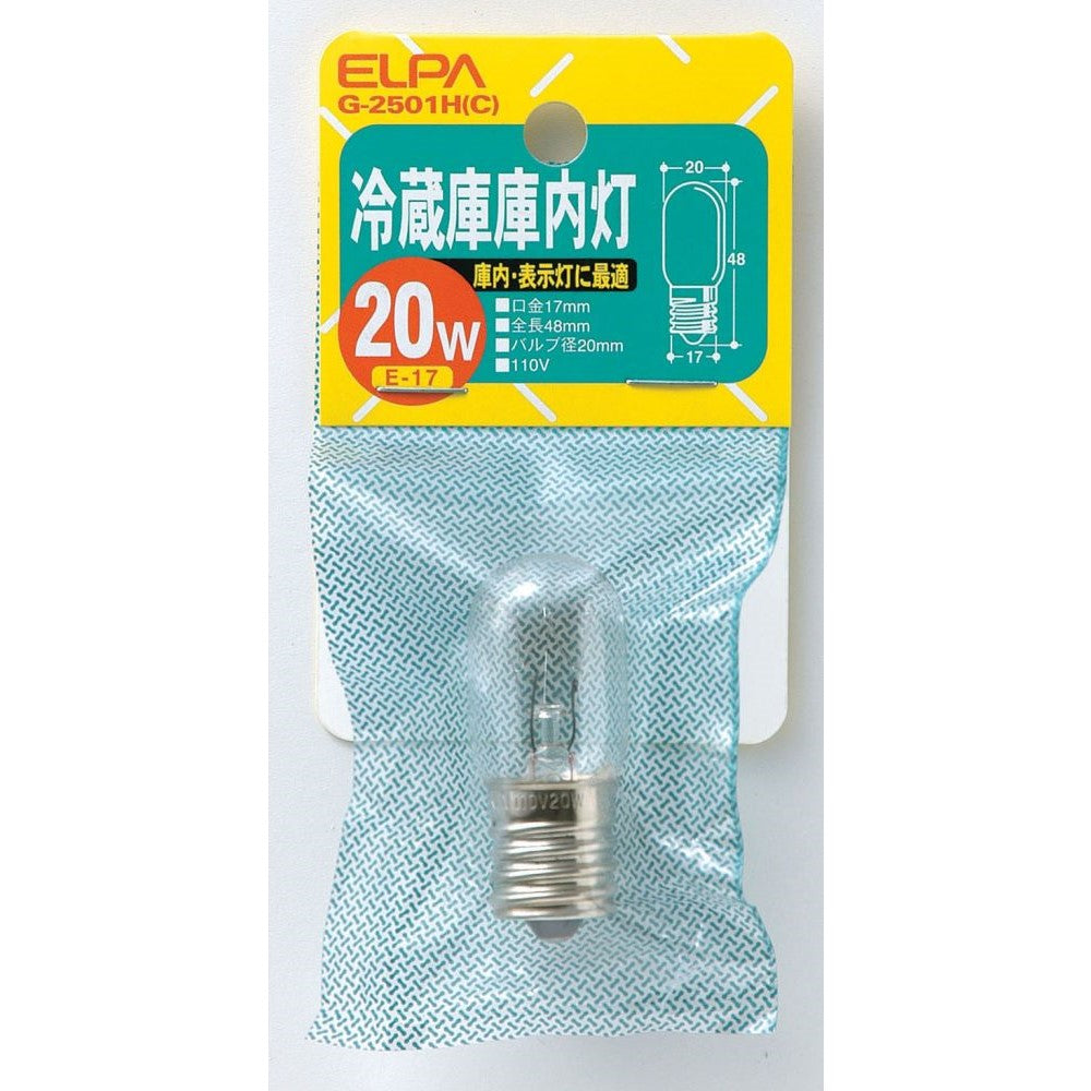 ELPA Refrigerator Interior Light Bulb Incandescent E17 20W G-2501H (C)