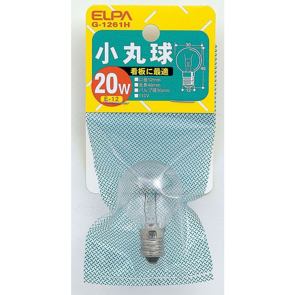 ELPA Small Round Bulb Incandescent E12 20W G-1261H