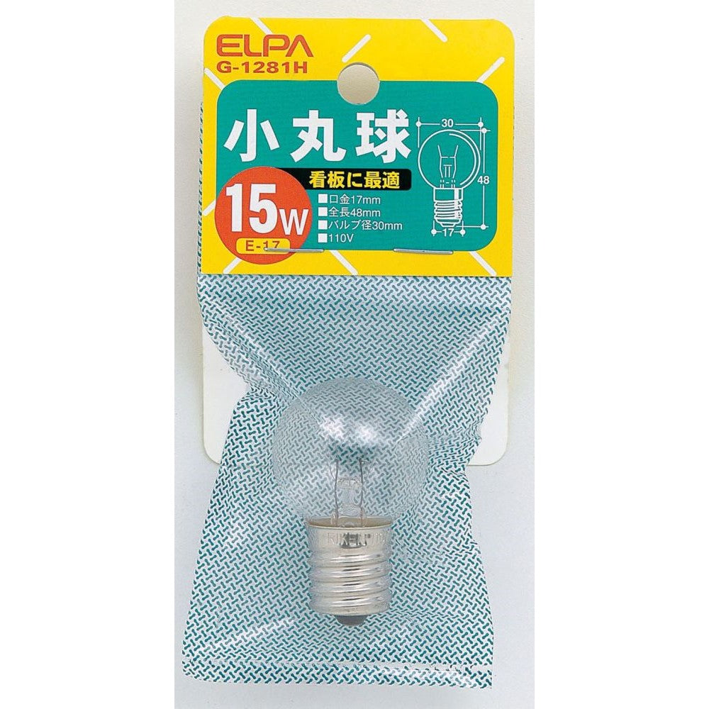 ELPA Small Round Bulb Incandescent E17 15W G-1281H