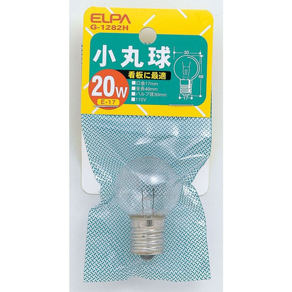ELPA Small Round Bulb Incandescent E17 20W G-1282H