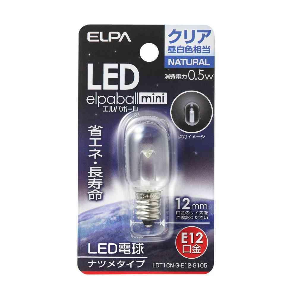 ELPA LED E12 Clear Daylight LDT1CN-G-E12-G105