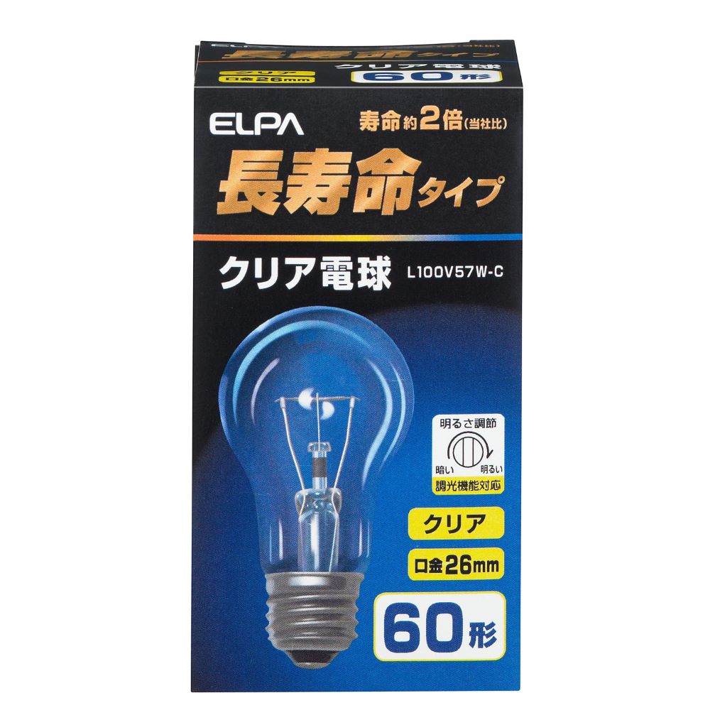 Asahi Electric ELPA Long-life Clear Bulb L100V57W-C