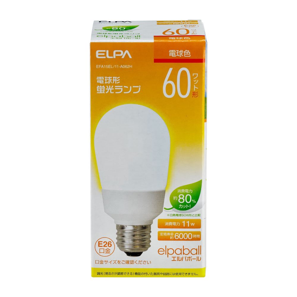 Asahi Electric ELPA Bulb-shaped Fluorescent Lamp A Type 60W Equivalent EFA15EL/11-A062H