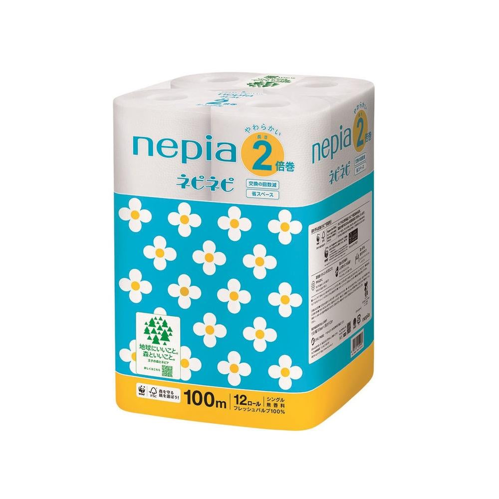 Nepia NepiNepi Toilet Roll Double Roll Single 100m 12 Rolls