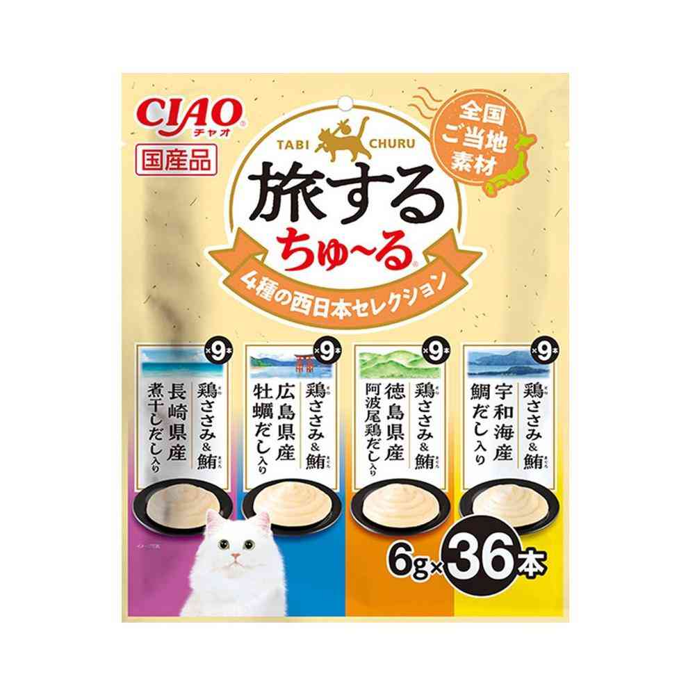 Inaba Pet Food CIAO Traveling Churu 4 Types of Western Japan Selection 6g×36