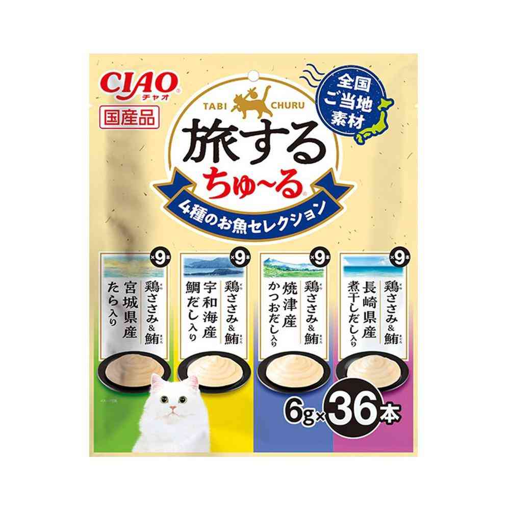 Inaba Pet Food CIAO Traveling Churu 4 Types of Fish Selection 6g×36