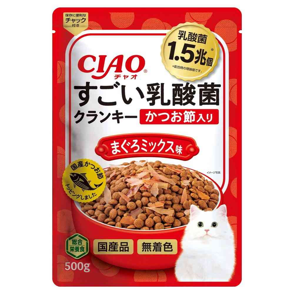 Inaba Pet Food Amazing Lactic Acid Bacteria Crunky Bonito Flakes Tuna Mix Flavor 500g