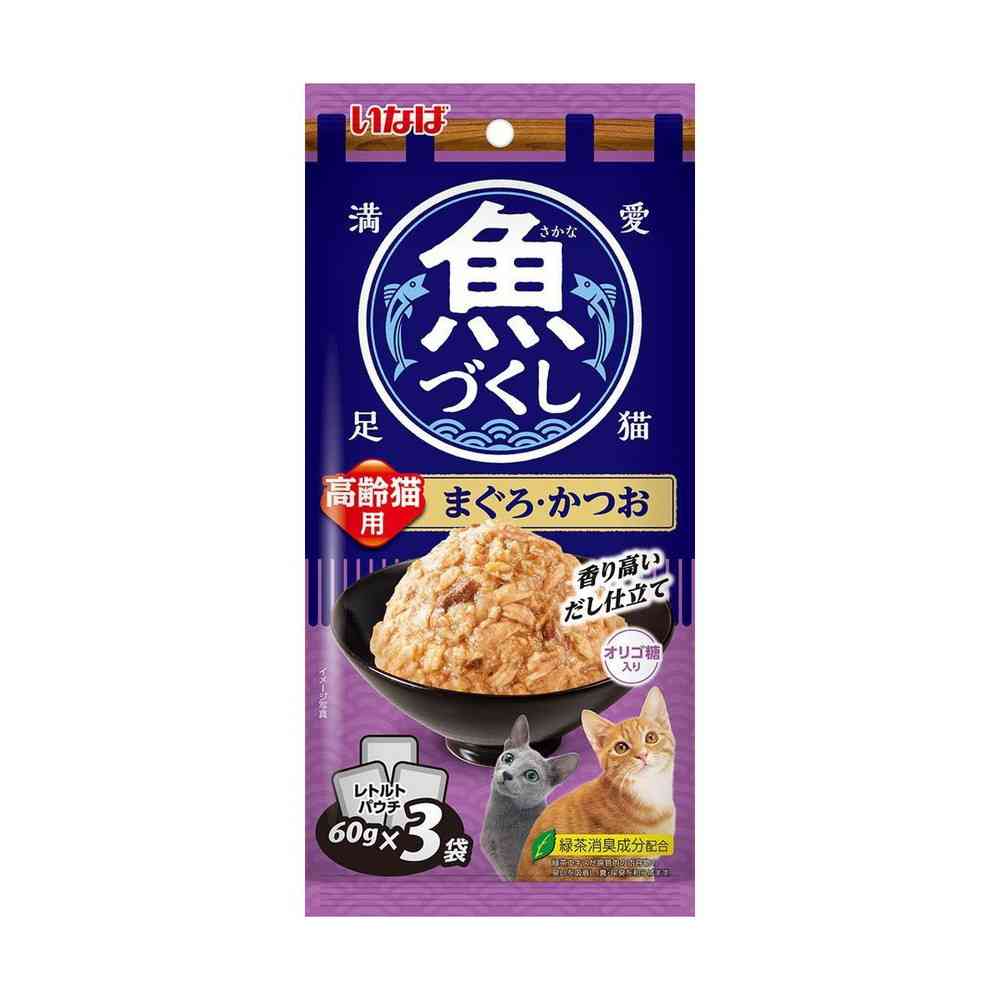 Inaba Fish Delight Senior Cat Food Tuna & Bonito 60g x 3 Bags