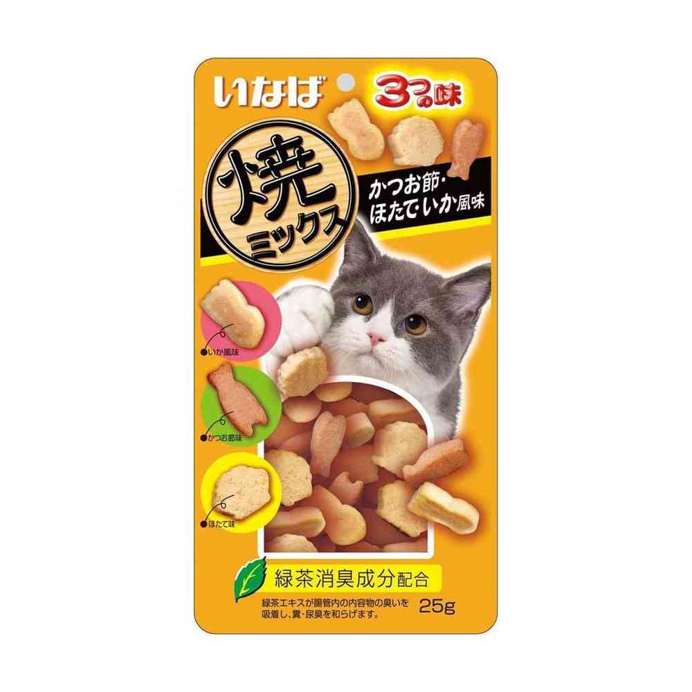 Inaba Grilled Mix Three Flavors: Bonito Flakes, Scallop, and Squid 25g