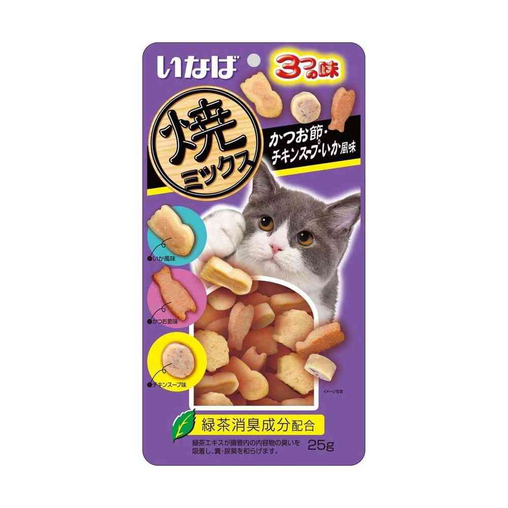 Inaba Grilled Mix Three Flavors: Bonito Flakes, Chicken Soup, and Squid 25g