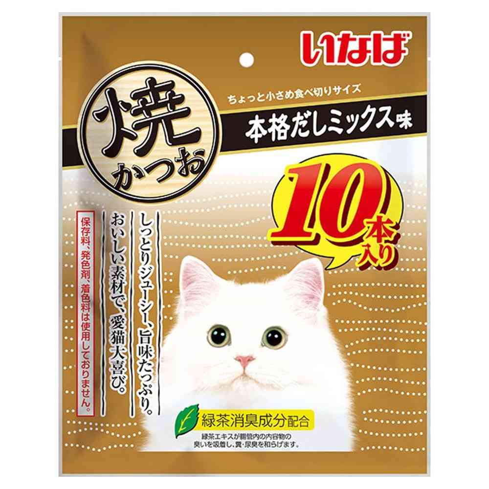 Inaba Pet Food Inaba Grilled Bonito Authentic Dashi Mix Flavor 10 Sticks