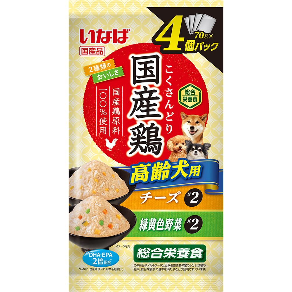Inaba Pet Food Inaba Domestic Chicken Senior Dog Cheese & Colorful Vegetables Variety 70g x 4