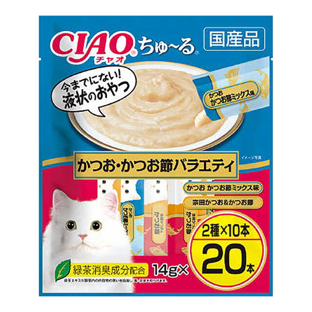 Churu 20 Sticks Narrow Bonito & Bonito Flakes Variety (14g x 20 Sticks)