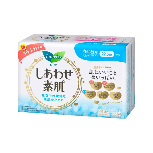 Kao Laurier Shiawase Sohada Heavy Day Use (22.5cm, Wingless, 24 Pieces)