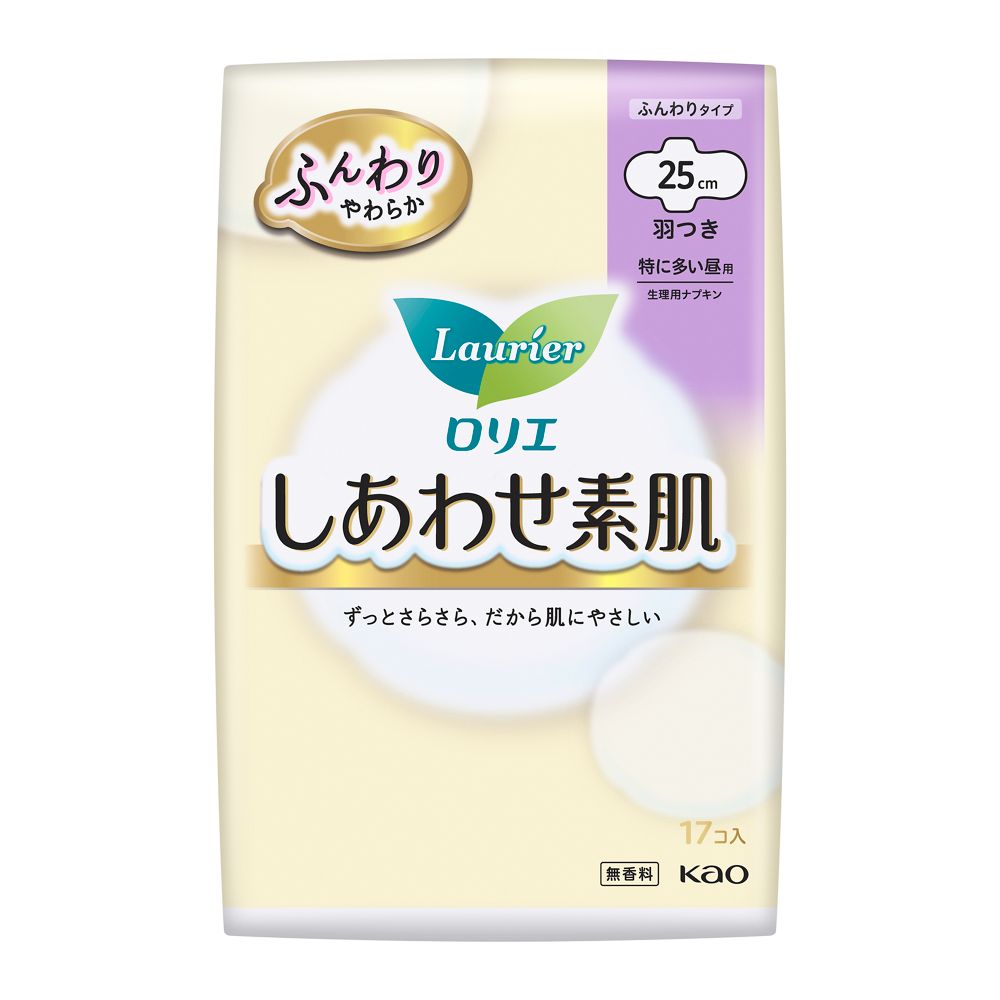 Kao Laurier Happy Skin Extra Heavy Day Pads with Wings (25cm, 17 pieces)